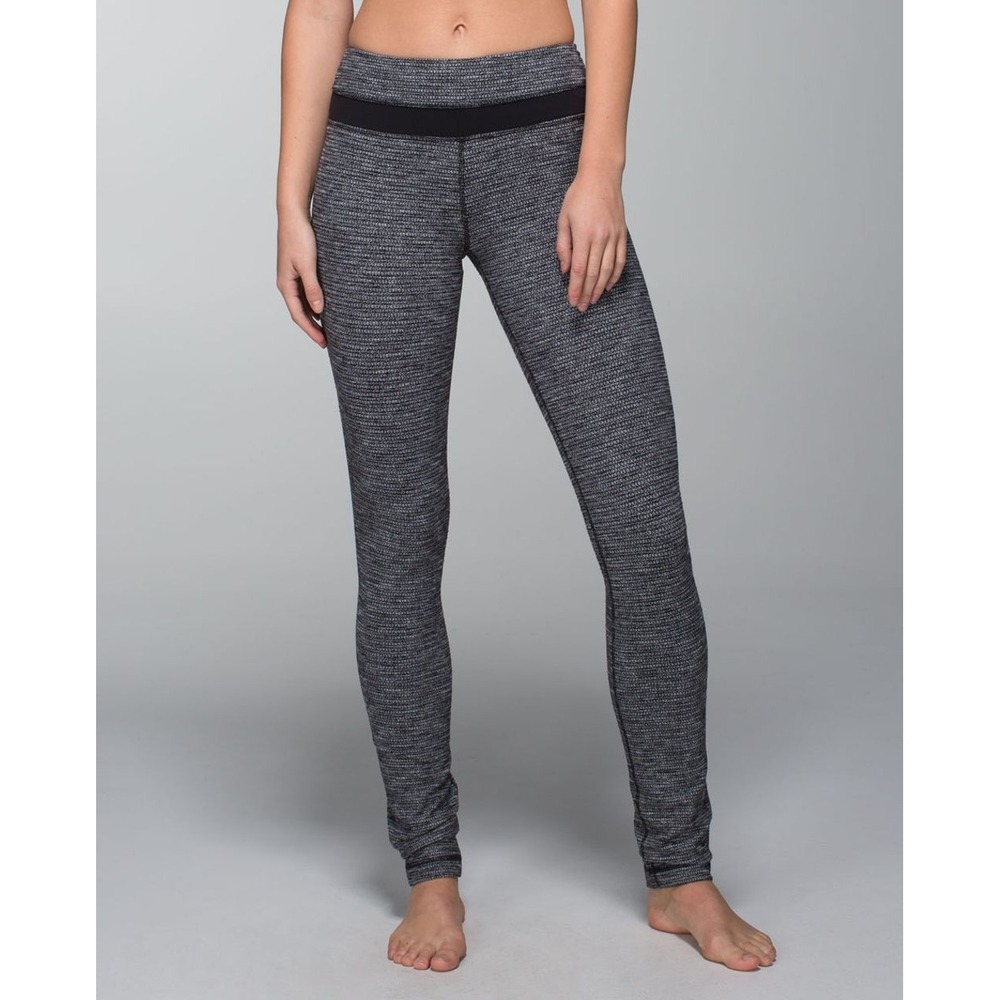 Lululemon Heathered Grey Black Striped Leggings Size 4